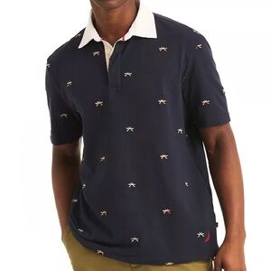 Nautica Classic Fit Men's Polo Paddle Print Short Sleeve Size L Coastal Golf